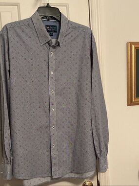 Charleston Threads  Men's Sz XL Light Blue Striped Shirt w/Nautical Flag Design